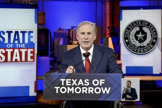 Texas Gov. Greg Abbott delivers his State of the State address on Feb. 16.