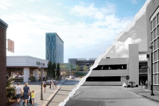 Changes potentially coming include the township’s takeover and programming of The Woodlands Waterway and redevelopment efforts for several local village shopping centers with low occupancy levels. (Rendering courtesy Brookfield Properties)