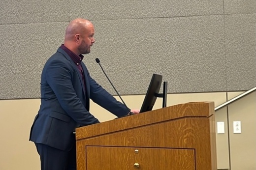 Assistant City Manager Wayne Nero presented winter storm Mara event summary update on Feb. 14 during the City Council meeting. (Tekima Johnson/Community Impact)