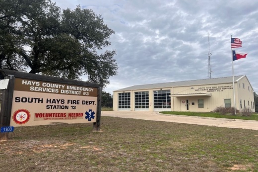 The South Hays Fire Department Station No. 13 is located at 3300 Hilliard Road, San Marcos. (Zara Flores/Community Impact)