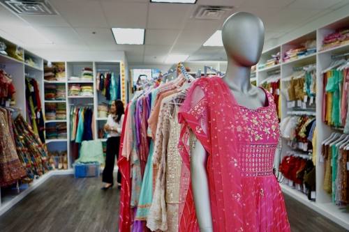 Toshani Fab sells traditional clothing items such as sarees and lehengas in an array of shades. (Riley Farrell/Community Impact)