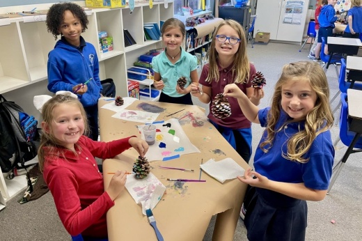 A second grade class at Covenant Christian School learns about Fibonacci numbers. (Courtesy Covenant Christian School)