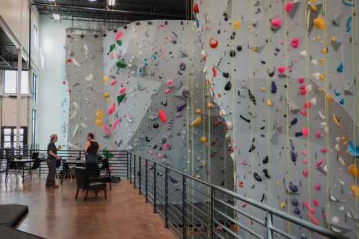 climbing wall with ropes