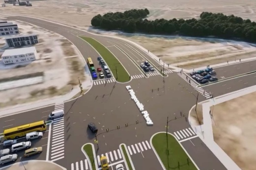 The FM 685 corridor study recommended adding a continuous flow intersection at FM 685 and Pflugerville Parkway. (Rendering courtesy city of Pflugerville)