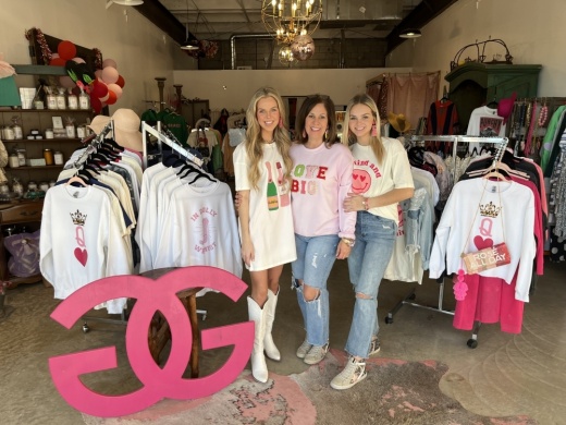 Madi, Cara and Molly McCollum operate Grace Goods Boutique. (Peyton MacKenzie/Community Impact)