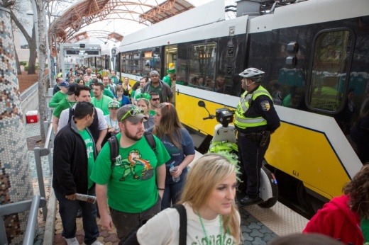 DART riders on St. Patrick's Day