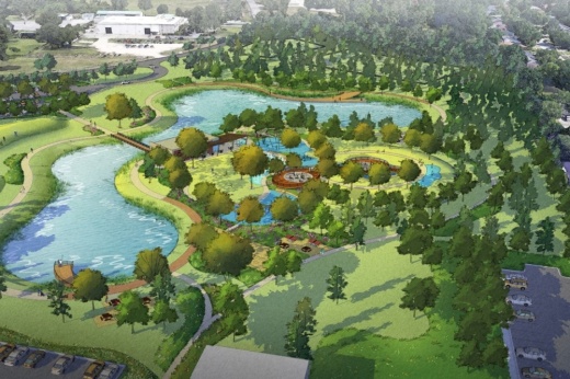 Construction on a 14-acre $20 million park from the Bridgestone Municipal Utility District is slated to begin in two to three months. (Rendering courtesy Bridgestone MUD)