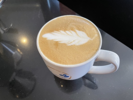 The Trianon Latte is a hot beverage with espresso and steamed milk.