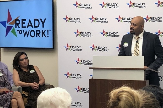 Ready to Work Executive Director Mike Ramsey, seen here in a Nov. 28, 2022, news conference, is overseeing expansion of Ready to Work workforce development eligibility to active-duty military service members and veterans living in Bexar County and outside of San Antonio city limits. (Courtesy Ready to Work)