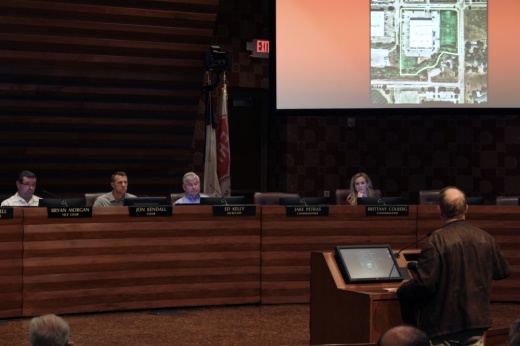 A Frisco resident stands in front of Planning and Zoning commissioners during the meeting to discuss an agenda item.