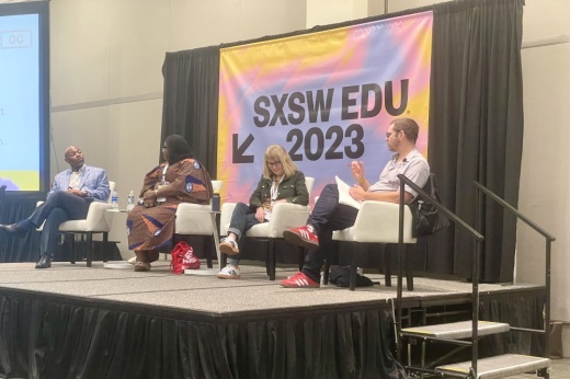 From left to right, the panel of local library leaders included: Kelvin Watson, Tracie D. Hall, Carolyn Foote and John Bracken. (Summer El-Shahawy/Community Impact)