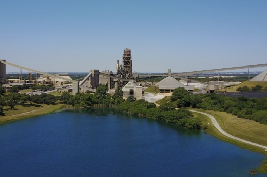 Alamo Cement Co., located in north San Antonio, announced March 2 it is rolling out a new 45-acre solar panel field that company officials said will help to cut their milling plant’s carbon emissions. (Courtesy Alamo Cement Co.)