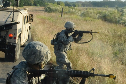 Airmen sweep a remote area at Joint Base San Antonio-Camp Bullis in a training exercise at the north Bexar County military post. (Courtesy David Terry/Joint Base San Antonio-Camp Bullis)