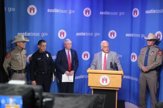 City officials and state public safety leaders March 27 announced a new partnership aimed at crime and traffic enforcement in Austin. (Ben Thompson/Community Impact)