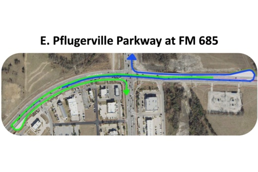 The project will add displaced left-turn and U-turn lanes on Pflugerville Parkway. (Courtesy city of Pflugerville)