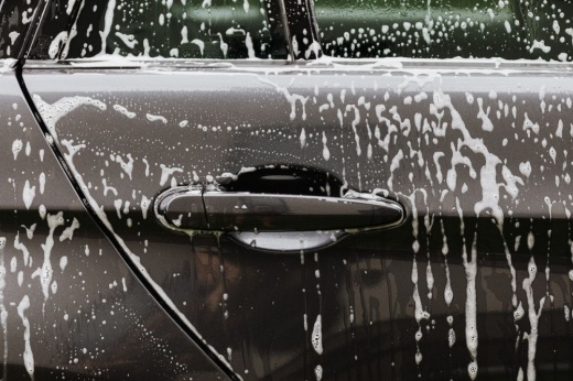 stock photo of car being washed