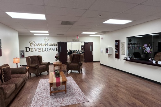 The lobby of the West Montgomery County Community Center.