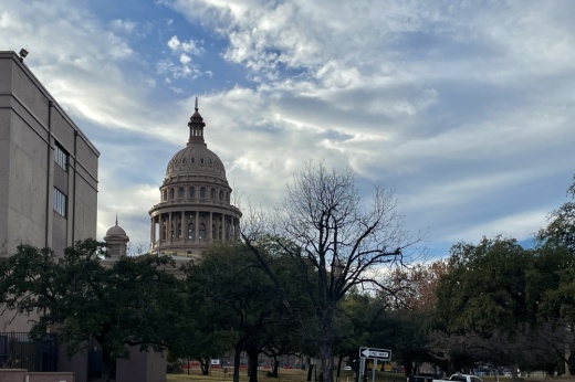 exterior of the Texas Capitol with trees