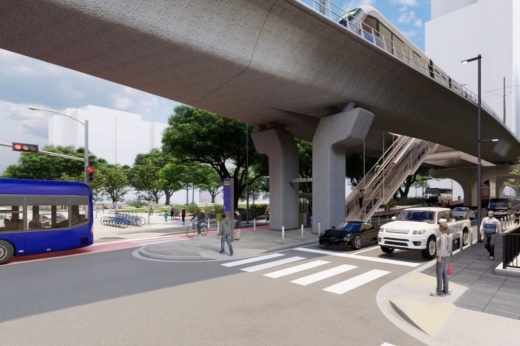 A portion of Austin's new light rail system could be elevated through downtown. (Rendering courtesy city of Austin)
