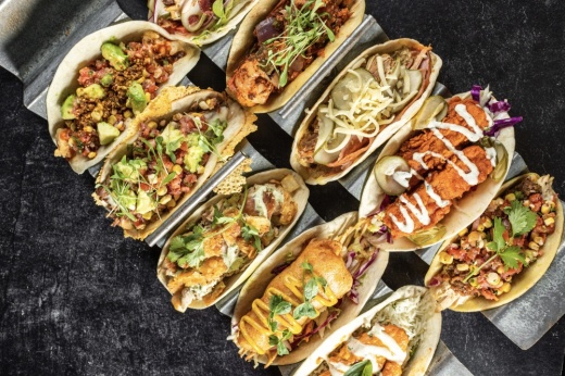 a lineup of tacos from velvet taco