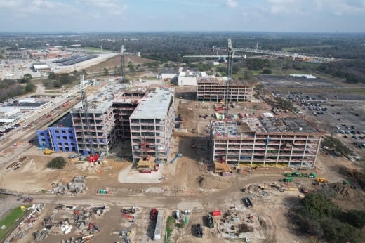 Aerial view of hospital construction