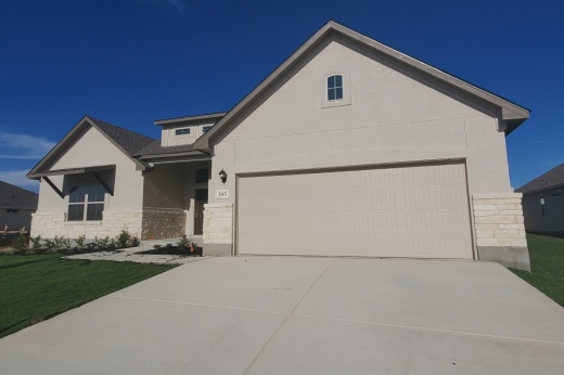 A home with a front-facing garage