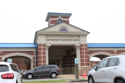 The photo shows Burchett Elementary, which is part of Spring ISD.