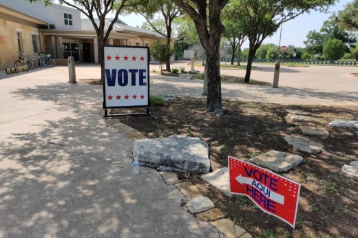 voting signs outside a polling location