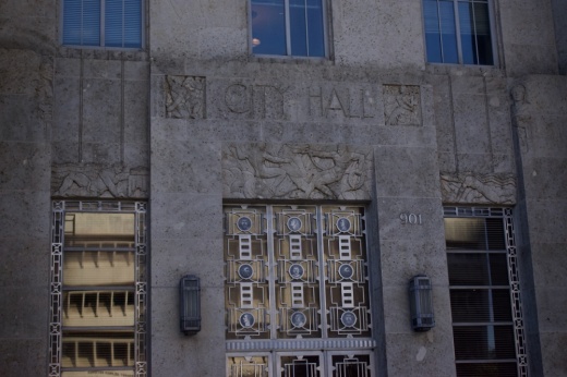 exterior of houston city hall