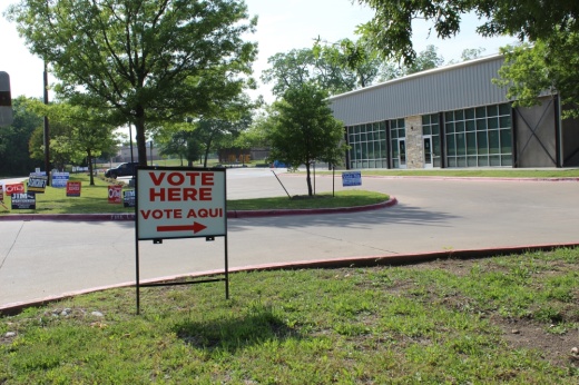 Voting sign at Old Settler’s Recreation Center in McKinney.