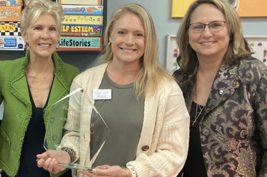 From left, Wonders and Worries co-founder Meredith Cooper and Program Director Deanna Smith, and Ecumenical Center CEO Mary Beth Fisk celebrate Wonders and Worries receiving Level 1 Trauma-Informed Care certification. (Courtesy Ecumenical Center)