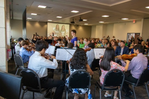 The League City Intermediate Chamber Orchestra performs for community members at the 2023 Clear Creek ISD Volunteer and Partnership Breakfast. (Courtesy Clear Creek ISD)