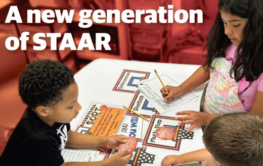 A photo of three students working on basketball-themed assignments