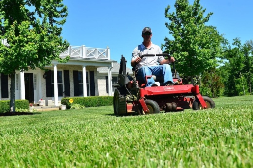Man mowing lawn