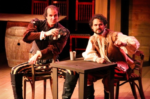Two men perform Born With Teeth at the Austin Playhouse.