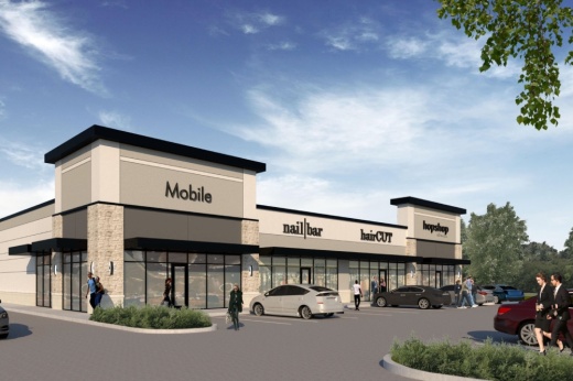 Rendering of the exterior of a retail strip center