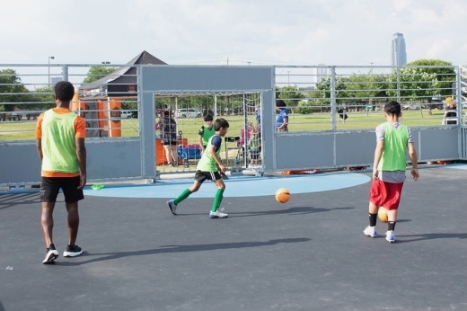 This is a photo of young people playing soccer