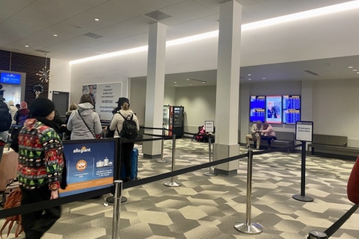 The South Terminal at the Austin-Bergstrom International Airport offers only two airlines, Frontier and Allegiant, both known for their lower fares. (Elle Bent/Community Impact)