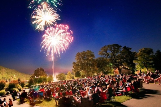 A photo of a fireworks display at The Hill at Valley Ranch
