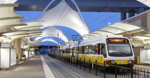 DART train at DFW airport terminal B