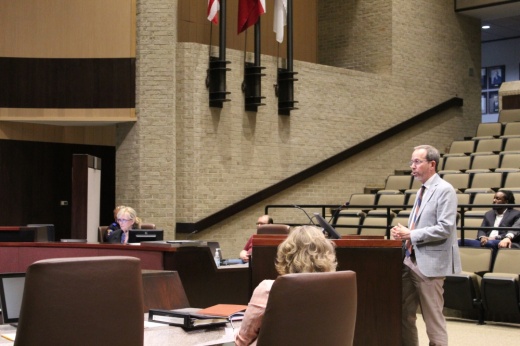 Jeff Barton presents at a June 12 Plano City Council meeting