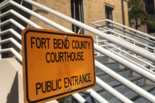 This image shows the public entrance to the Fort Bend County Courthouse in Richmond