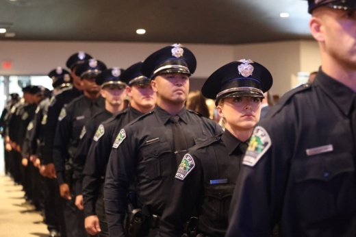 a line of police cadets