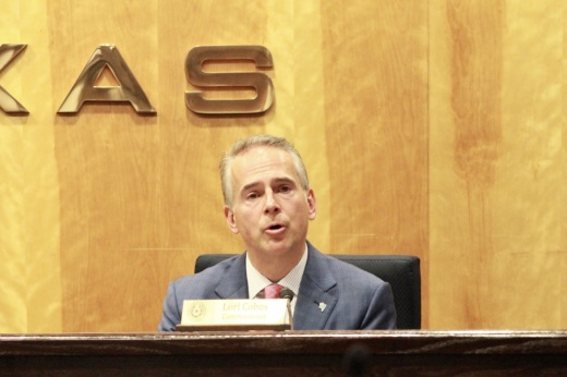 Pablo Vegas, the CEO of the Electric Reliability Council of Texas, discusses anticipated summer grid conditions on May 3 at the Public Utility Commission of Texas Headquarters.