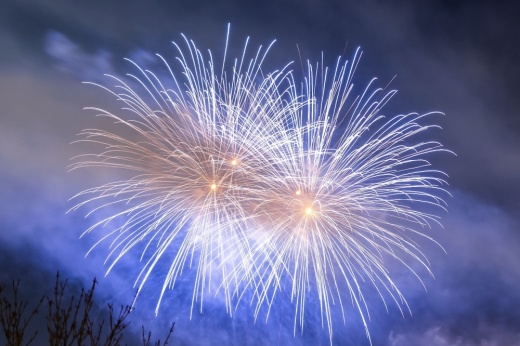 two large fireworks in the sky