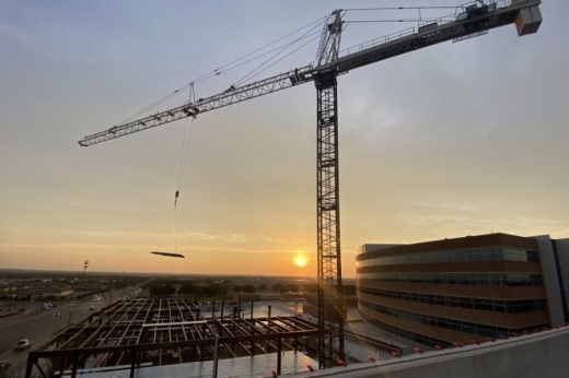 A crane near building construction in Dallas