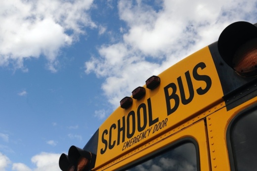 This image shows the top portion of a school bus