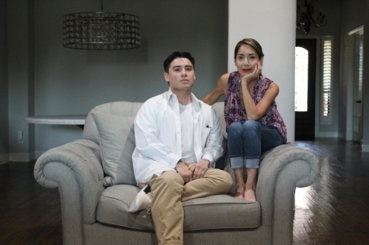 Ivan Rojo, who is over three months sober from fentanyl, poses with his mother, Rachel Shaw, in their McKinney home. (Samantha Douty/Community Impact)