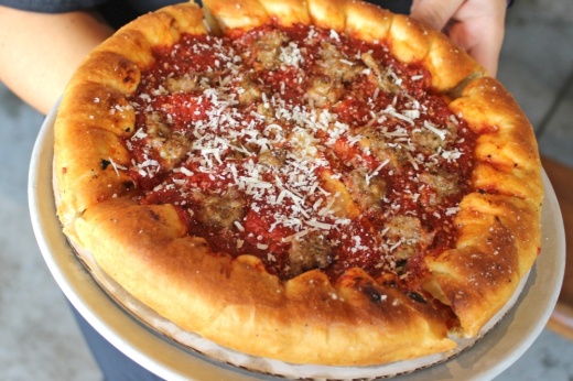 Photo of a stuffed crust pizza