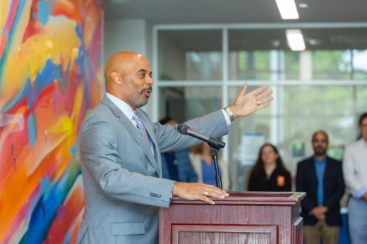 James Colbert Jr., superintendent with the Harris County Education Department, celebrates the opening of a new Adult Education Center on Irvington Boulevard at a July 19 ribbon cutting. (Courtesy Harris County Department of Education)